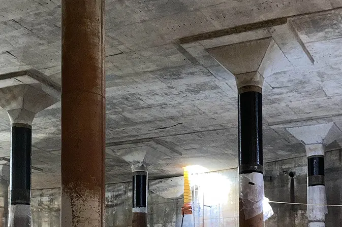 Commercial restoration by Angelus - Structural Strengthening with Carbon Fiber Wrap at Silver Lake Reservoir