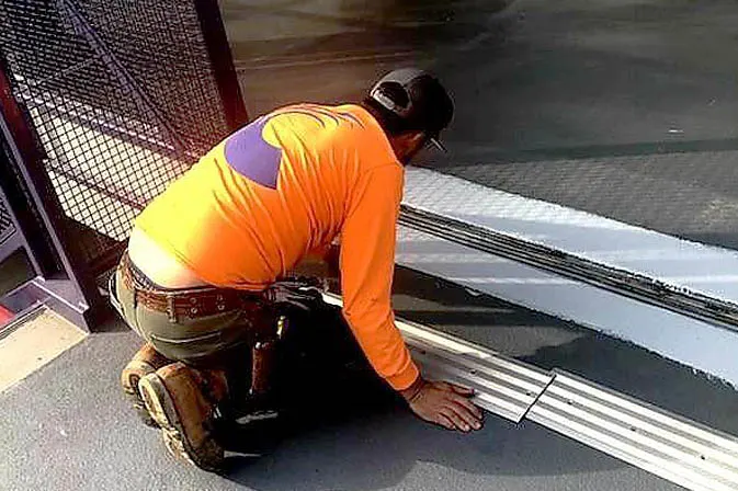 Mechanical expansion joint project by Angelus Waterproofing on Long Beach, CA apartment deck