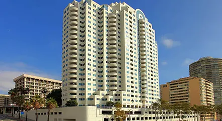 Resinous flooring project by Angelus Waterproofing - Harbor Place Tower in Long Beach, CA